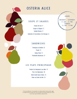 Colorful French Menu
