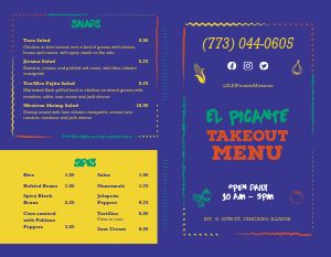 Mexican Dinner Bifold Takeout Menu