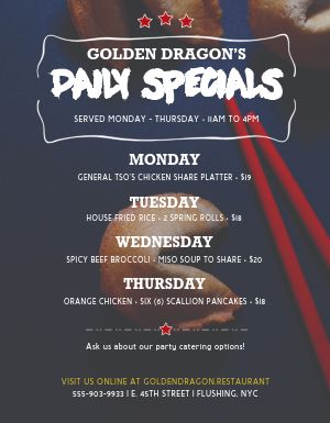 Chinese Food Specials Flyer