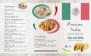 Mexican Flag Sample Takeout Menu