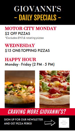 Easy to Read Vertical Pizza Menu Screens