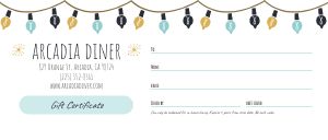 Holiday Diner Gift Certificate