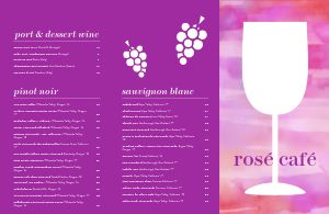Rose Wine Folded Menu