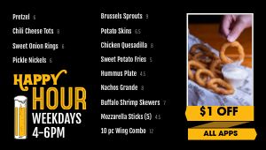 Black and Gold Happy Hour Specials Screens