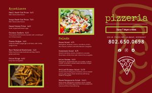 Handcrafted Pizzeria Takeout Menu