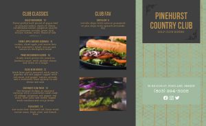 Country Club Dinner Takeout Menu