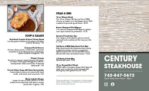 Century Steakhouse Takeout Menu