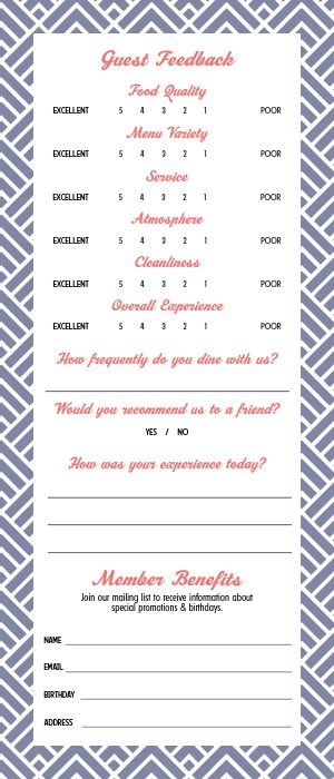Feedback Comment Card