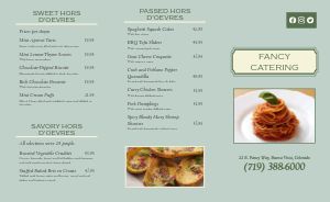 Fancy Catering Takeout Menu