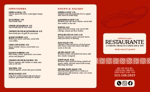 Red Mexican Takeout Menu