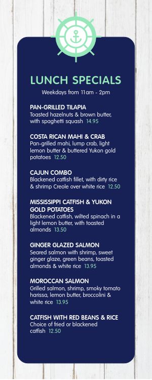Coastal Cafe Seafood Half Page Menu