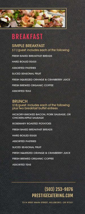 Charcoal Catering Half Page Menu