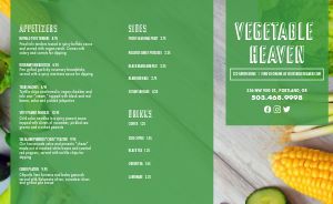 Green Vegetable Vegan Takeout Menu