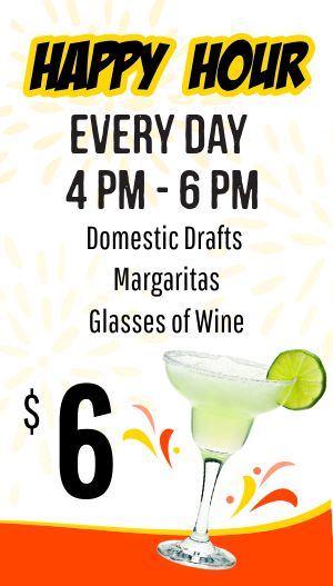 Vertical Happy Hour Digital Screen Design