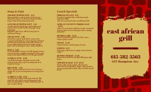 East African Grill Takeout Menu