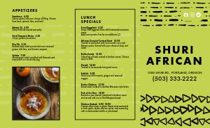 Green African Takeout Menu