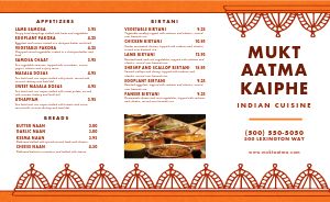 Indian Lunch Takeout Menu