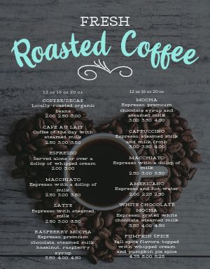 Standard Coffee Menu