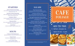 Example Floral Cafe Takeout Menu