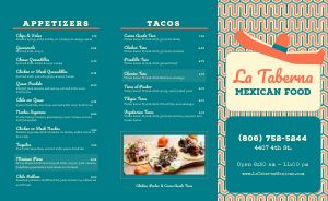 Casual Mexican Takeout Menu
