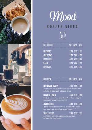 Tall Coffee A4 Menu