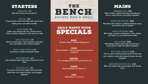 Sports Bar Bench Digital Menu Board
