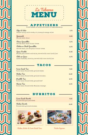 Patterned Mexican Tabloid Menu