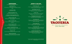 Mexican Family Takeout Menu