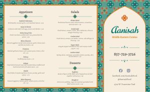 Middle Eastern Eatery Takeout Menu