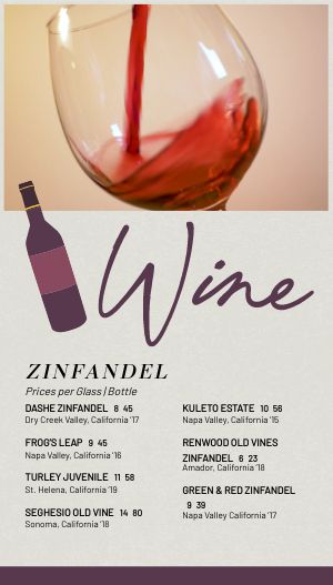 Vertical Wine Menu Board