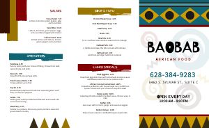 Casual African Takeout Menu