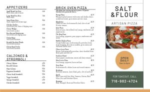 Handcrafted Pizza Takeout Menu