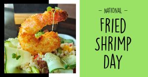 National Fried Shrimp Day in Green Facebook Post