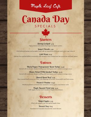 Canada Day Cafe Menu