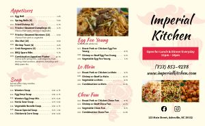 Chinese Takeout Menu Example