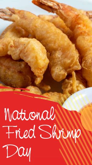 National Fried Shrimp Day in Red FB Story