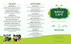 Golf Course Country Club Takeout Menu
