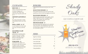 Streamlined Country Club Takeout Menu