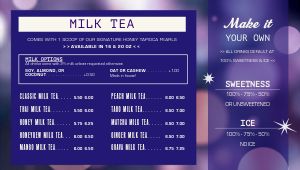 Indigo Milk Tea Digital Menu Board