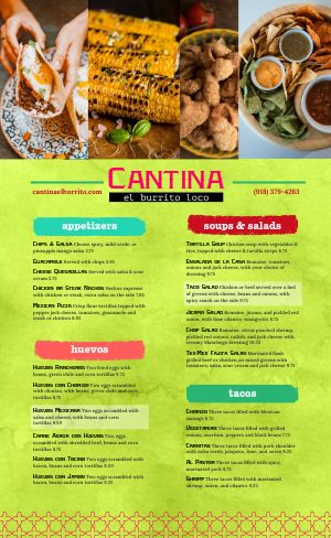 Colorful Patterned Mexican Menu