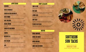 Rustic Mexican Takeout Menu