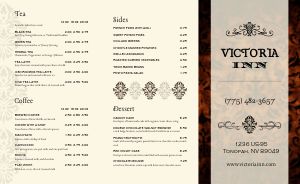 Victorian Cafe Takeout Menu