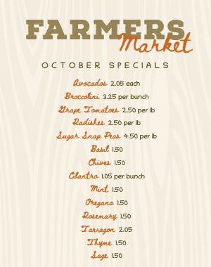 Fall Farmers Market Menu Poster