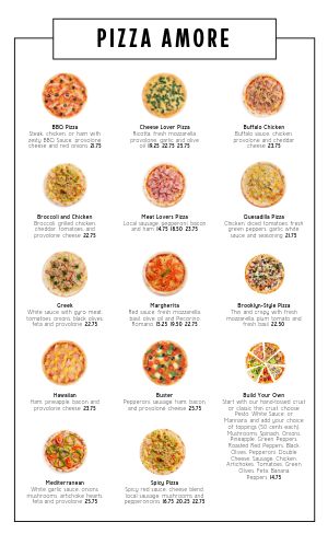 Pie Chart Pizza Menu
