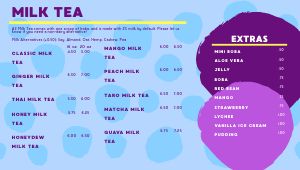 Blue Milk Tea Digital Menu Board