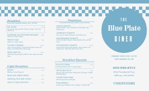Checkered Blue Diner Takeout Menu