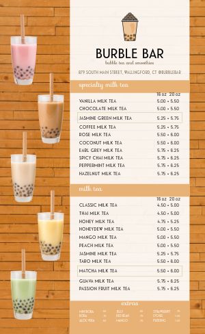 Bubble Tea Menu