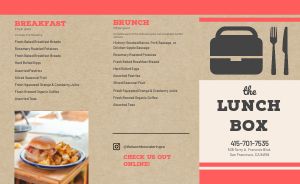 Lunch Box Catering Takeout Menu