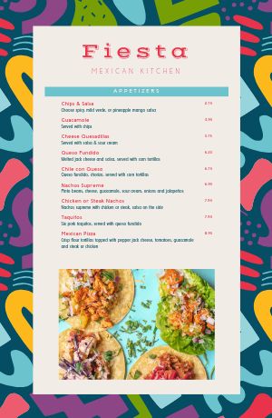 Colorful Abstract Mexican Tabloid Menu
