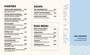 Oceanfront Cafe Takeout Menu